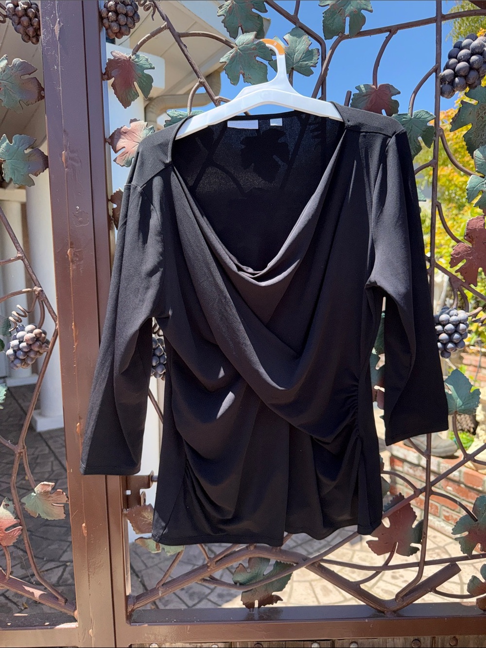 New York & Company Black Stretch Top with Clean Neckline